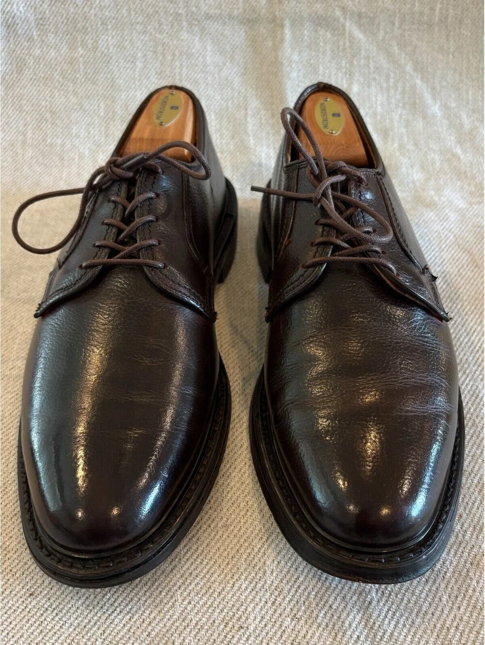 Vintage Made in USA Brown Leather Derby Oxfords Custom Hand Dyed Mens 10 D